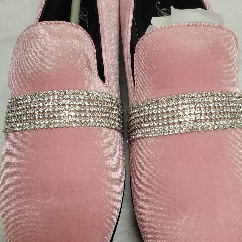 Mens Amali 10 Pink Velvet Loafers with Silver Accents - Picture 7 of 10